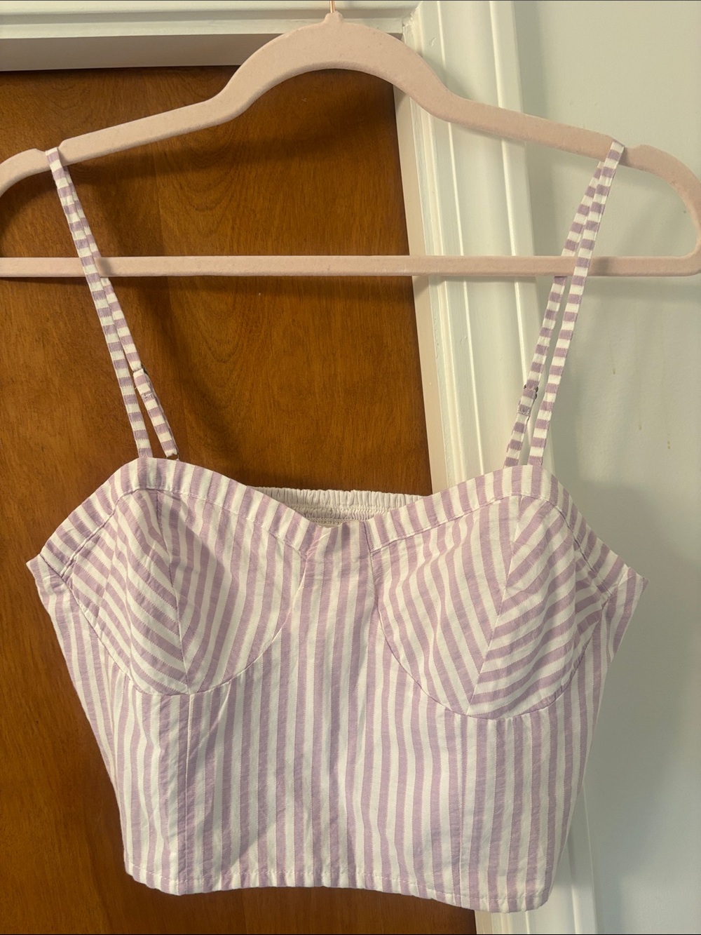 Striped Lilac Bustier Crop Top -Anthropologie